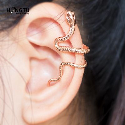1PC Brass Lifelike Snake Wrap Cuff Clip on Earrings Ear Cuffs for Women Men Fake Piercing Earring Fashion Jewelry Fast Shipping