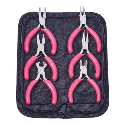 1Set Mini Jewelry Pliers Carbon Steel Plier Tool Kit with Storage Bag Wire Cutter RoundFlatBent Nose Pliers For Jewelry Making