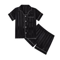 Summer Chiffon Striped Black Pajamas Set for Boys 5-14 Years Teens Girls Clothes Pajamas Set