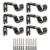 6 Pieces Curtain Rod Brackets Adjustable Curtain Brackets Valance Support Holders Curtain Rod Holder with Screws