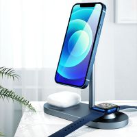 WiWU 3 in 1 Mobile Phone Holder Wireless Charging for iPhone 14 13 12 Flexible Stand for Apple Watch Fast Charge for Airpods