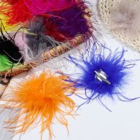 Colorful Luxury Ostrich Feather Brooch Scarf Clip for Men Women Brooches Lapel Pins Dresses Gift Jewelry Accessory Headbands