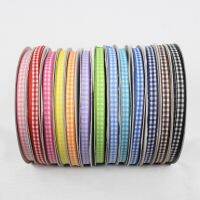 GZ6MM  cotton plaid ribbon 6mm  50 yards  DIY handmade materials  clothing accessories headdress accessories