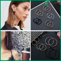 HBTRED New Goth Punk Spring Clip On Ear Hoop Ear Clips Clip-On Big Circle Earrings