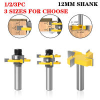 13Pcs 12Mm Shank Tongue &amp; Groove Router Bit ชุดเครื่องมือพร้อม Z4 T Slot Bit- Solid Steel Woodworking Mill Bit