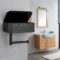 ☏❡❃ Black square stainless steel paper towel box bathroom toilet paper towel rack toilet paper rack mobile phone roll paper rack