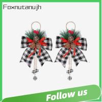 FOXNUTANUJH 2pcs ลายสก๊อตสีแดงสีดำ โบว์ริบบิ้นคริสต์มาส งานประดิษฐ์ต้นไม้ โคนต้นสนชนิดหนึ่ง โบว์ประกายแวววาว แฟชั่นสำหรับผู้หญิง โบว์ของขวัญ โบว์ลายสก๊อต ตกแต่งกลางแจ้งในร่ม