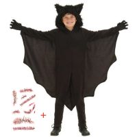 2023 Bat Vampire Hooded Costume Halloween Anime Black Bat Deluxe Jumpsuit for Kids Games Cosplay Carnival Gloves Clothes