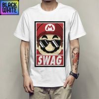 เสื้อยืดคอกลมเสื้อยืดพิมพ์ลาย Mario Man คุณภาพสูงสำหรับผู้ชาย