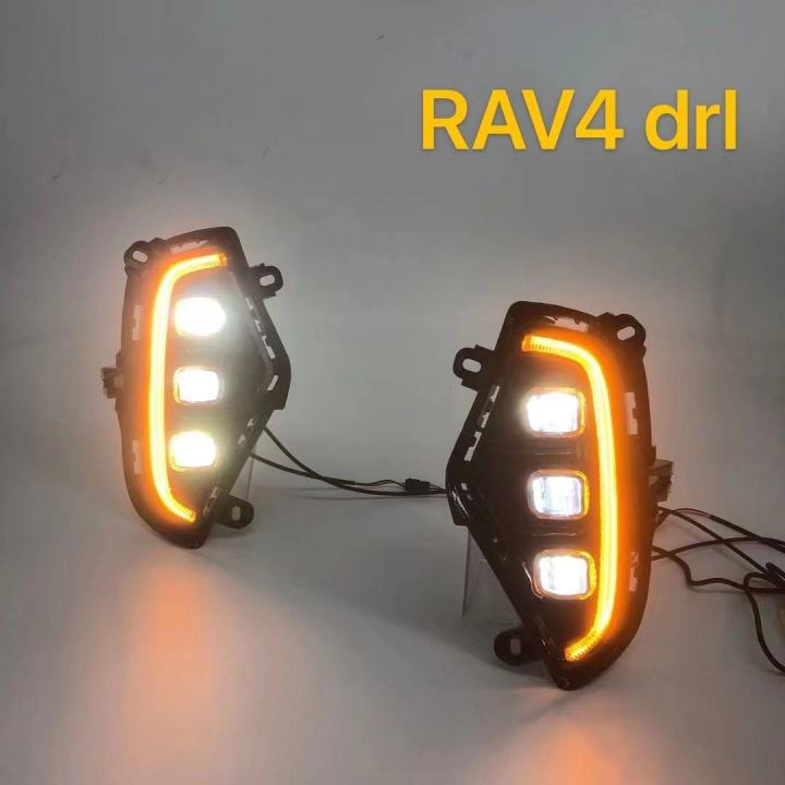 2ชิ้น-led-กลางวันวิ่งไฟ-led-ไฟตัดหมอก-w-เลี้ยวเหมาะสำหรับ2019-2021โตโยต้า-rav4-toyota-rav4