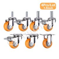 4Pcs/Set Swivel Furniture Caster 1.5 inch Heavy Duty 120kg Orange Swivel Castor Wheels Trolley Ultra Quiet Nylon Castor Wheels Furniture Protectors Re