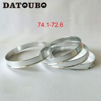 สวิตช์/DATOUBO 4ชิ้นวัสดุอลูมิเนียมสีเงินล้อรถยนต์74.1-72.6มม. แหวนศูนย์กลางดุมล้อรถ74.1ถึง72.6ห่วงศูนย์กลางอุปกรณ์เสริม