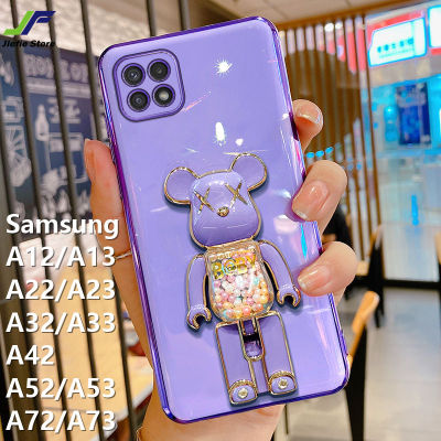 เคสโทรศัพท์หมีของเล่นใหม่ JieFie สำหรับ Samsung Galaxy A12 / A22 / A32 / A42 / A52 / A72 / A13 / A23 / A33 / A53/A73ตุ๊กตาน่ารักฝาครอบโทรศัพท์ TPU นุ่มชุบโครเมี่ยมสุดหรู + ขาตั้ง