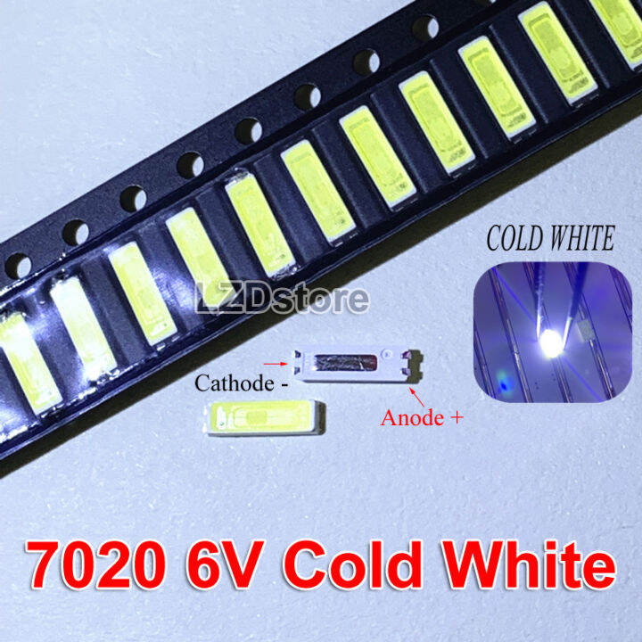 ไฟ-led-led-แบบ-smd-7020-3v-6v-0-5w-samsung7020หลอด-led-สีขาวเย็นไดโอดเปล่งแสงไฟแบ็คไลท์-led-สำหรับ-lcd-ทีวีซ่อมริ้วสายไฟ100ชิ้น