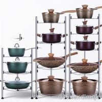 MUM หม้อสแตนเลส ราคาขายส่ง۩ ชั้นวาง หม้อ สแตนเลส 5 ชั้น ชั้นวางของในห้องครัว DIY Pot rack ชั้นวางของ ที หม้อต้ม  หม้อหู