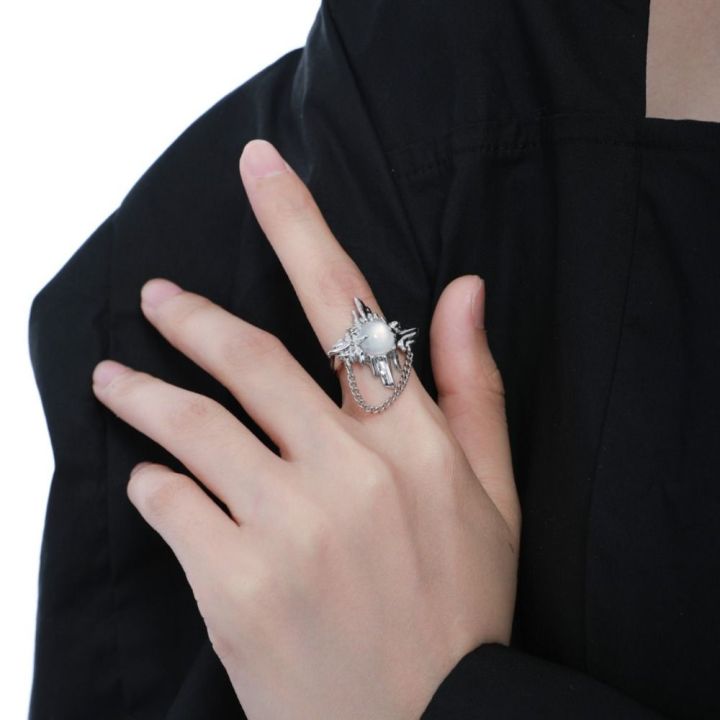 ydsd-พลอยโอปอลสโตนรูปดาวเกินบุคลิกอัญมณีโกธิคแหวนแฟชั่นแหวนพลอยสีน้ำเงินสตรีแหวนพังค์แหวนสไตล์เกาหลี
