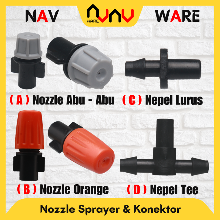 Mist Nozzle Head Sprayer Orange / Spuyer Abu Abu / Konektor Nepel Tee