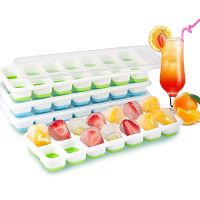 14 Grids Ice Cube Trays Silicone Ice Cube Molds With Removable Lid Easy-Release Stackable Ice Cube Tray for Cocktail Freezer Ice Maker Ice Cream Mould