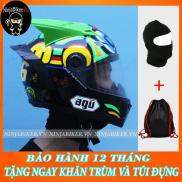 Mũ bảo hiểm Fullface Tem rùa tặng kèm khăn ninja và túi đựng