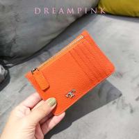 【LZ】 Genuine Leather Credit Card Holder T Letter Portable Cowhide Women Slim Wallet Brand Zip Card Case Coin Purse Men Mini Wallet