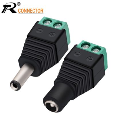 R Connector 1pair DC Male&amp;Female Power DC Jack CCTV Video Balun 5.5*2.1mm DC Power Plug Terminals Connector Adapter  Wires Leads Adapters