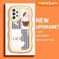 YIWESAN เคสปลอกสำหรับ Samsung Galaxy A52s 5G A52 4G A52 5G เคสแฟชั่นลายหมีลายคลื่นขอบเคสมือถือกันกระแทกแบบใสนิ่มเคสโปร่งใสลายกล้องถ่ายรูปสุดสร้างสรรค์เคสป้องกันซิลิกาเจล