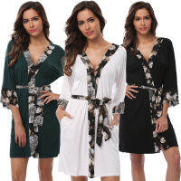 Autumn Womens Short Sexy Cotton Robes Kimonos Bathrobes Soft Modal Lingerie Sleepwear Lightweight Maternity Housecoat Loungewear