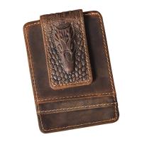 Trend Real Leather Magnetic Money Clip Gift Wallet Card Holder Case Design Handy Front Pocket Wallet Mini Purse Male 1058-d