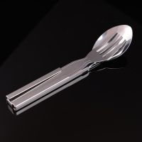 ：&amp;gt;?": 4Pcs/Set Portable Stainless Steel Tableware Fold  Utensil Spoon Set Fork Dinnerware Camping Cooking Flatware Outdoor Tool