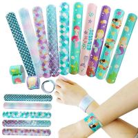 COD DSFDSFEEEE 10PCS Mermaid Theme Slap Bracelet Toys Under The Sea Little Mermaid Birthday Decoration Girl Princess Party Supplies