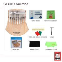 GECKO K17NOTE เป็น คาลิมบา แบบแผ่น รูปพัด ขนาด 17 คีย์กด ที่ออกแนวน่ารัก เสียงดี สดใส เล่นง่าย หัดง่าย ครบทุกโน้ตสำคัญ และที่สำคัญ เป็นการเรียงโน้ตแบบคีย์สั้นยาว ง่ายต่อการกด และการจดจำ พร้อมอุปกรณ์ครบชุด