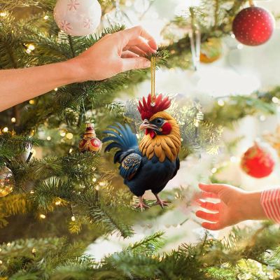 ของประดับแขวนไก่ตัวผู้ประดิษฐ์ต้นคริสต์มาสเครื่องประดับรูปไก่สำหรับลานลานระเบียงและสวน