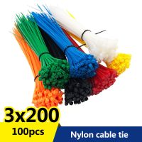 100pcs 3x200 width 2.5mm Self-Locking White Black Red Blue Yellow Green Nylon Wire Cable Zip Ties.Cable Ties Cable Management
