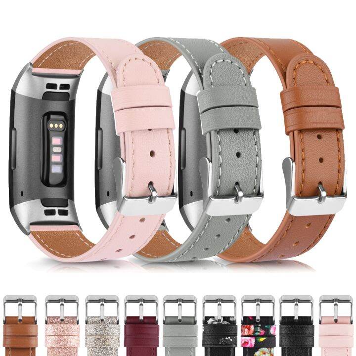 MINGDAO Leather Band For Fitbit Charge 5/4/3/2 - Dog Paws Pattern, PU Leather Strap