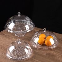 Fruit Plate with Lid Transparent Acrylic Plastic round Food Dust Cover Snacks Pastry Display Dried Fruit Tray Lid/Cake Stand with Cover Dessert Display Stand for Birthday Wedding Baby Shower
