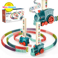 Kids Electric Domino Train Car Set Sound &amp; Light Automatic Laying Dominoes Brick Blocks Game Educational DIY Toy Gift