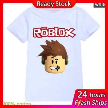 Kids Roblox Print Casual T-shirt Tops Boys Girls Cartoon Summer Crew Neck  Tee Shirts Casual Pullover Tops