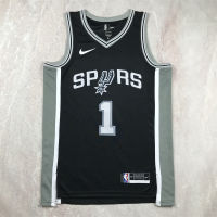 เสื้อเจอร์ซีย์ของแท้ขายดี San Antonio Spur ผู้ชาย Victor Wembanyama &amp; Manu Ginobili &amp; Tim Duncan &amp; David Robinson Swingman เจอร์ซีย์สีดำ