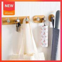 Adhesive Natural Stainless Steel Hook Wall Clothes Bag Headphone Key Hanger Kitchen Bathroom Door Towel Rustproof Shelf