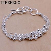 Tieefego สร้อยข้อมือเงิน925อย่างดีสำหรับสุภาพสตรีสร้อยคอลูกปัดแบบป๊อปเครื่องประดับสำหรับงานแต่งงานสร้อยข้อมือผู้หญิง