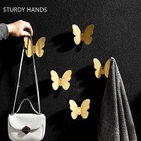 1Pc Brass Decorative Hook Multifunctional Butterfly Coat Hooks Kitchen Wall Hook Storage Holder Bathroom Accessories Towel Hook