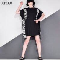 XITAO Dress Letter Irregular FashionLoose T-shirt Dress