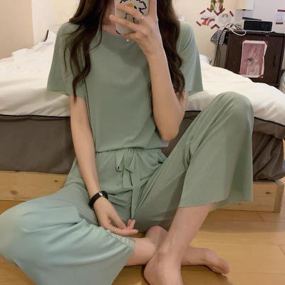 2021Pijama Korean Sleepwear Suit Ice Silk Pajamas for Women Set Woman 2 Piece Pyjamas Nightwear Comfortable French Lounge Wear Pjs