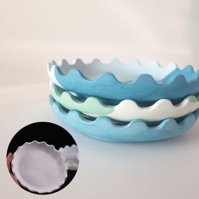 【CW】 DIY Round Wave Storage Tray Curve Plate Dish Silicone Molds Handmade Cement Plaster Ashtray Mould Crafts Making Supplies