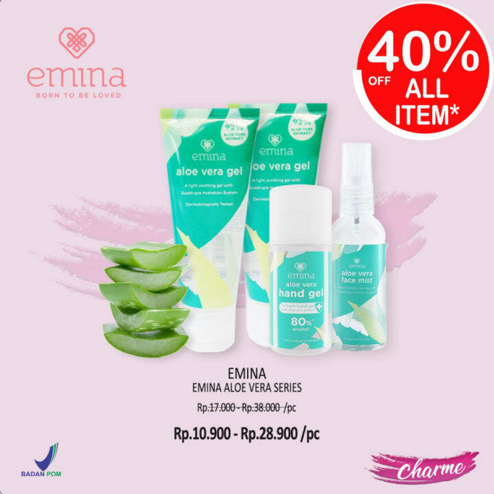 (READY & ORI) Emina Aloe Vera Gel With Quadruple Hydration System