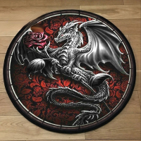 Round Rug Cute Owl Black Dragon Car Bath Mat Black Mat Home Decoration Rugs for Kitchen Cars for Living Room Furry Mat