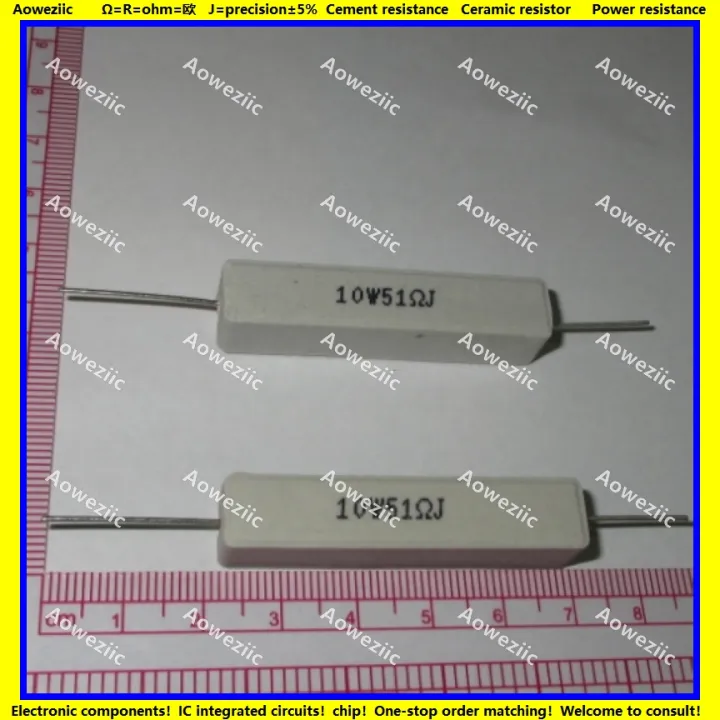 10Pcs RX27 Horizontal cement resistor 10W 51 ohm 51 R 51 RJ 10W51RJ ...