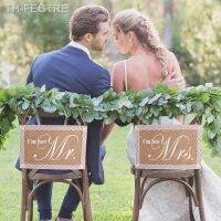 【hot】✢♠▦  OurWarm Mr.   Mrs. Cadeira Sign Garland Rústico Burlap Casamento Set Decoração Favores Do Partido