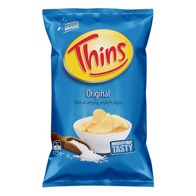 Thins Original Thin &amp; Crispy Potato Chips 175g. ทินส์มันฝรั่งแผ่นทอดกรอบรสออริจิรัล ขนาด 175 กรัม (9287)