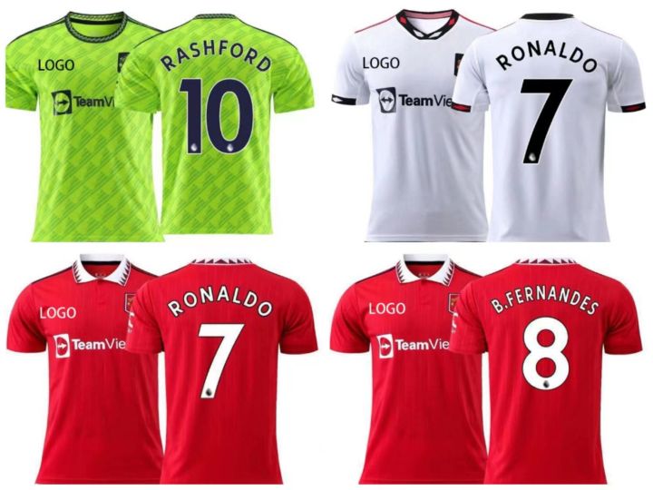 เสื้อฟุตบอลสำหรับผู้ใหญ่ฤดูกาล-2023-24-red-devils-เหย้าและเยือนนัดที่สองหมายเลข-7-ronaldo-หมายเลข-1-de-gea-หมายเลข-6-martinez-หมายเลข-8-b-fee-หมายเลข-9-martial-หมายเลข-10-rashford-หมายเลข-14-eriksson-